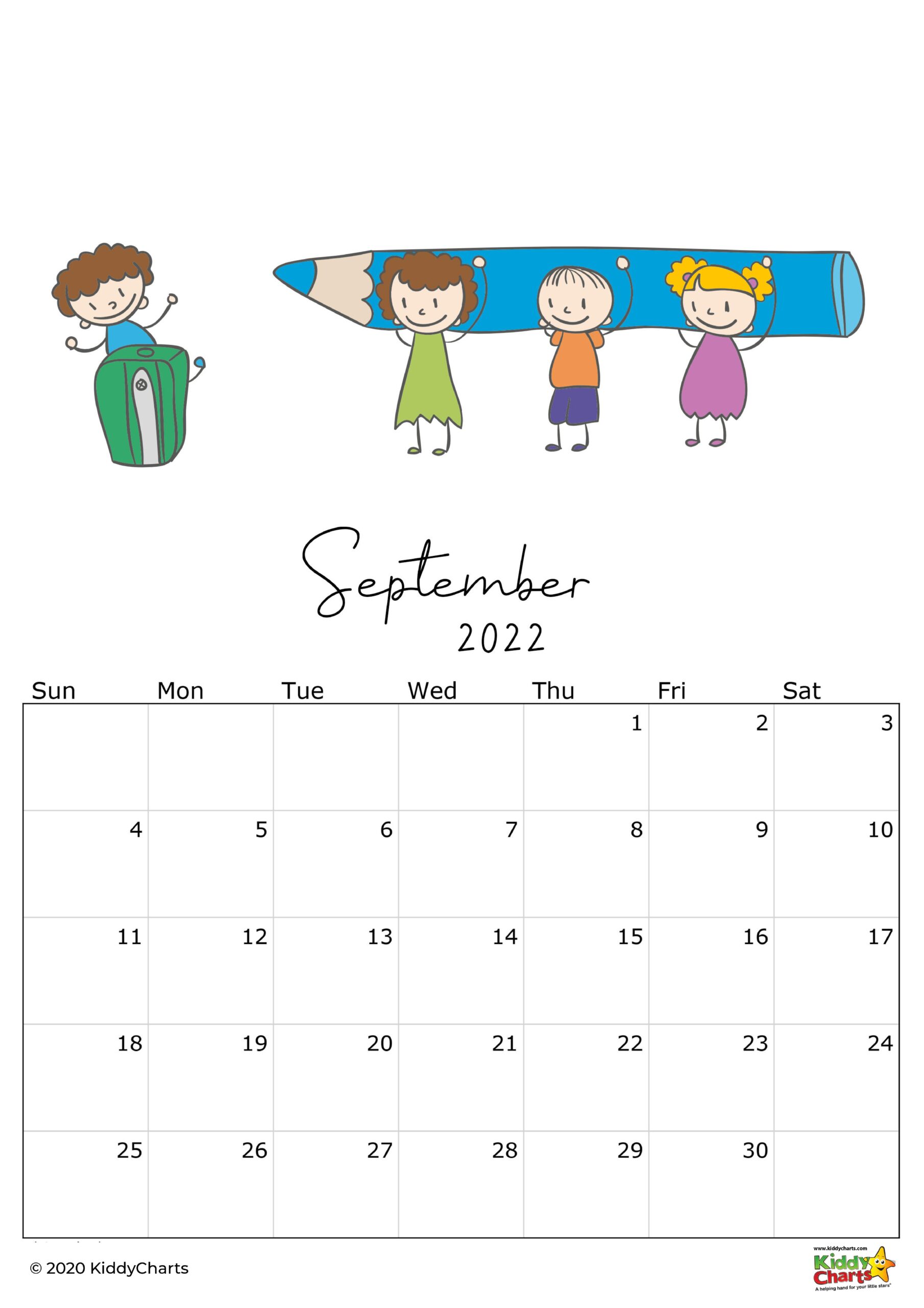 2022 Calendar Thats Printable Kids - Monthly Snapshots - Kiddycharts.com