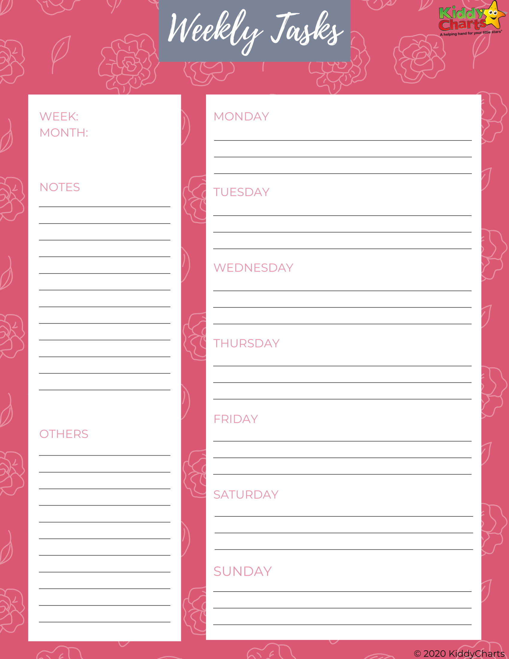 Mom Planner Including Self Care Plan - kiddycharts.com