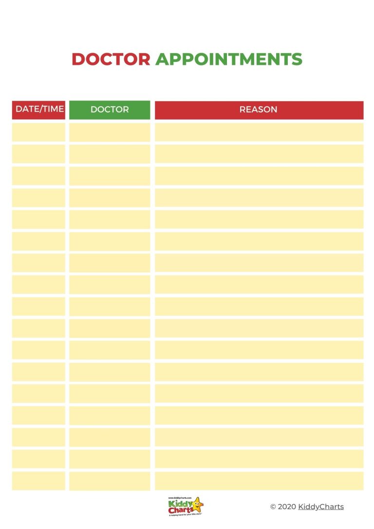 Family Medical Binder Printable - Organised Parent - Kiddycharts.com