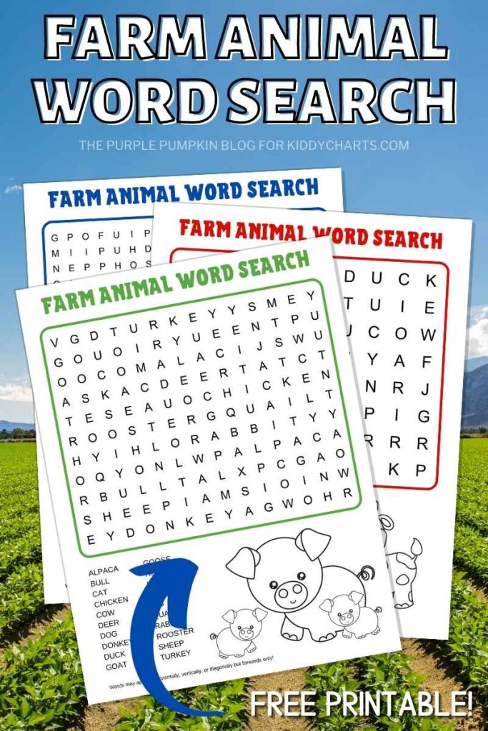 Farm animals wordsearch 
