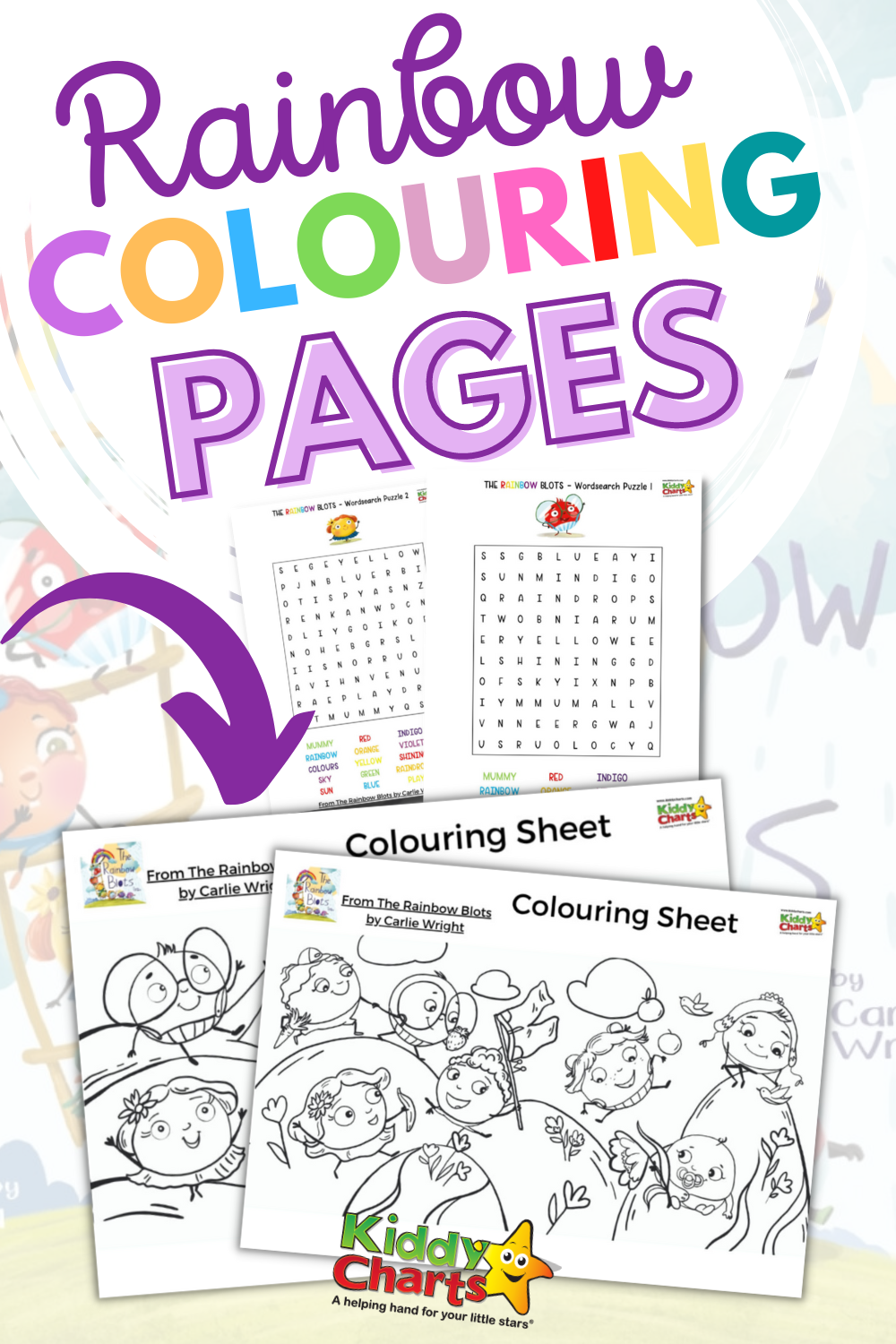 Rainbow Colouring Pages - Blots Activity Pack - kiddycharts.com