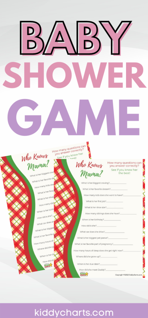 Baby Shower Game - Who knows Mama - kiddycharts.com