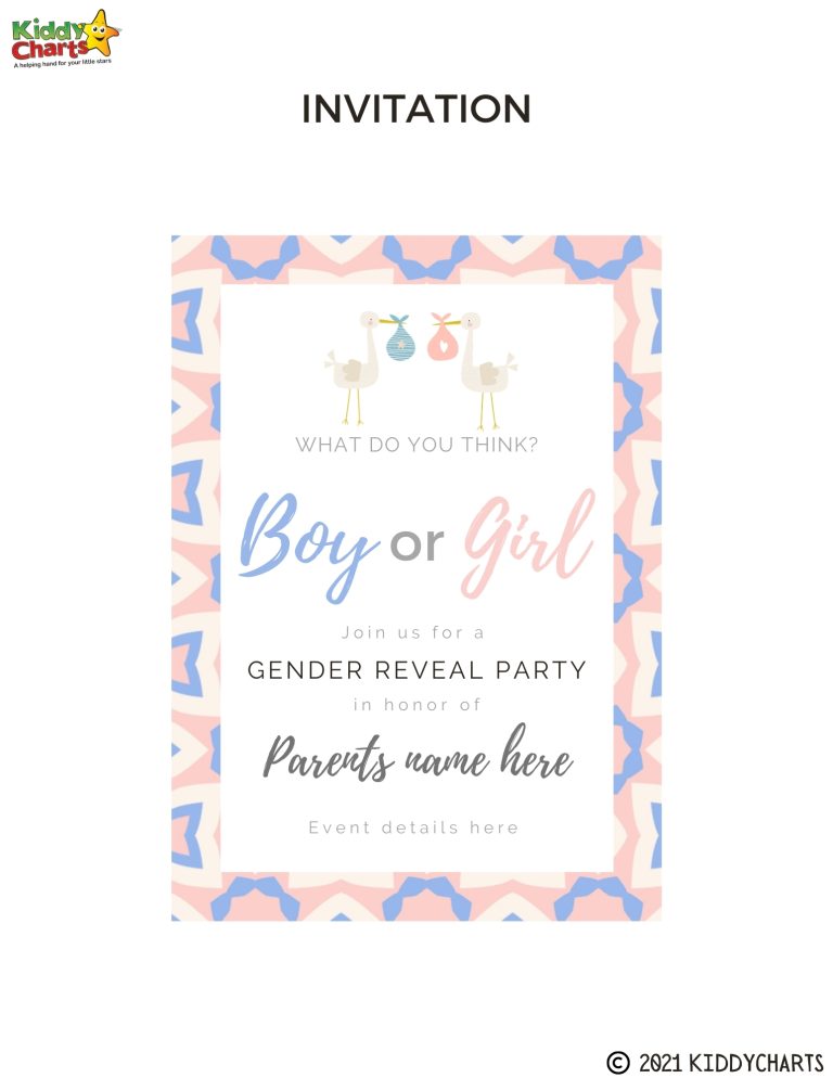 Gender Reveals Party Printables And Invitation