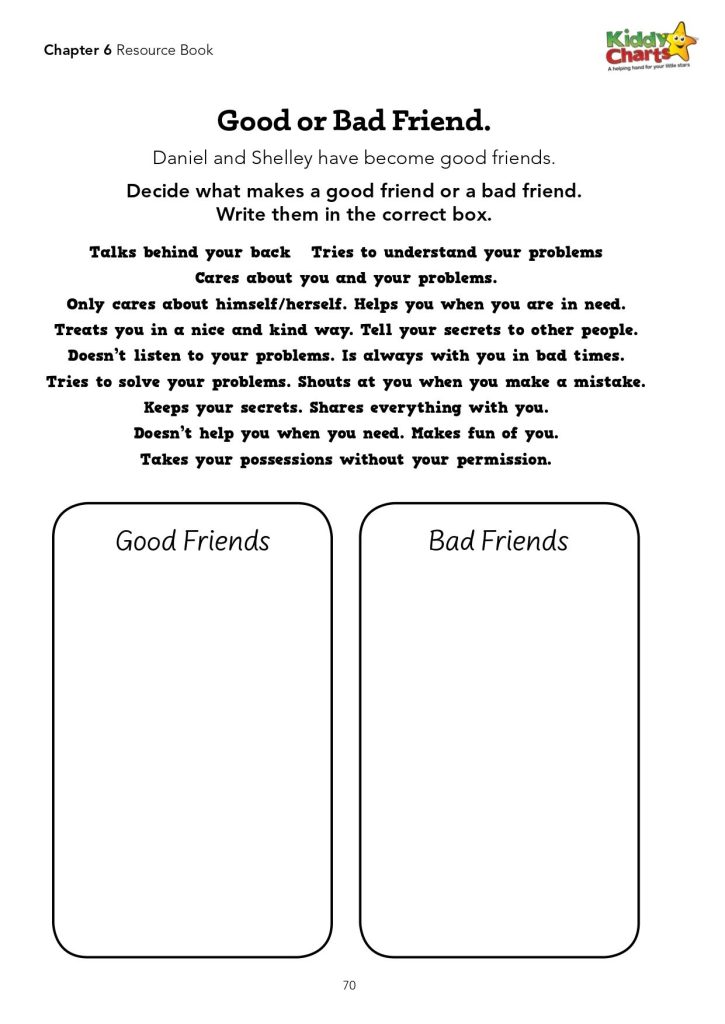 Good Friend Activity For Kids Printable Kiddycharts