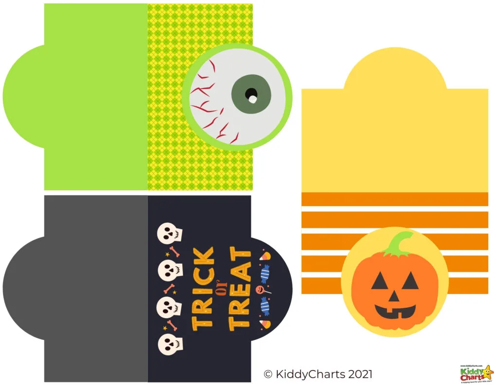 A group of children are receiving treats from KiddyCharts in 2021 for Halloween.