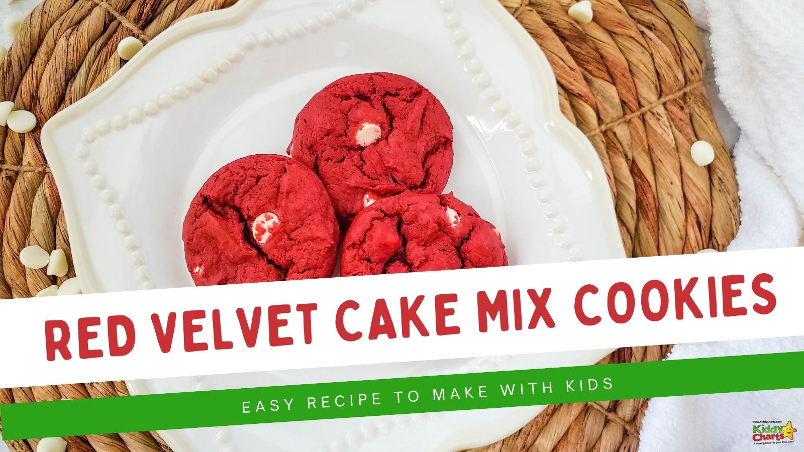 Red velvet cake mix cookies with white choc chips