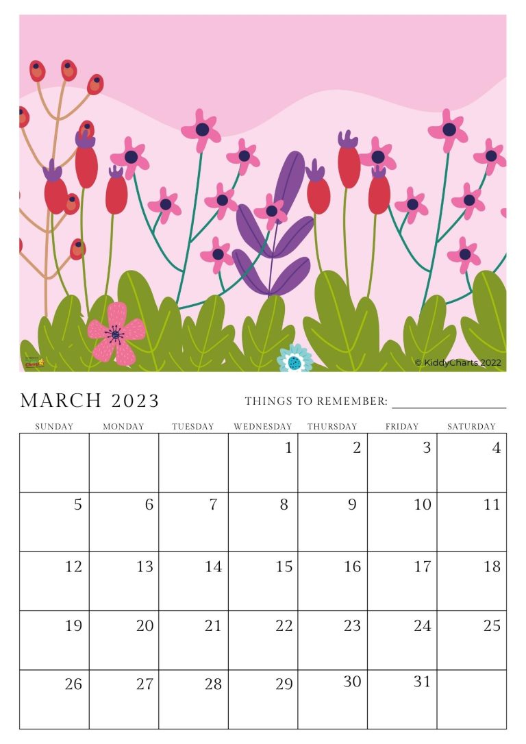 2023 calendar printable for kids