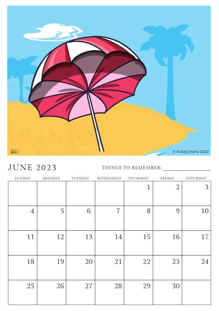 free children s printable calendar 2023
