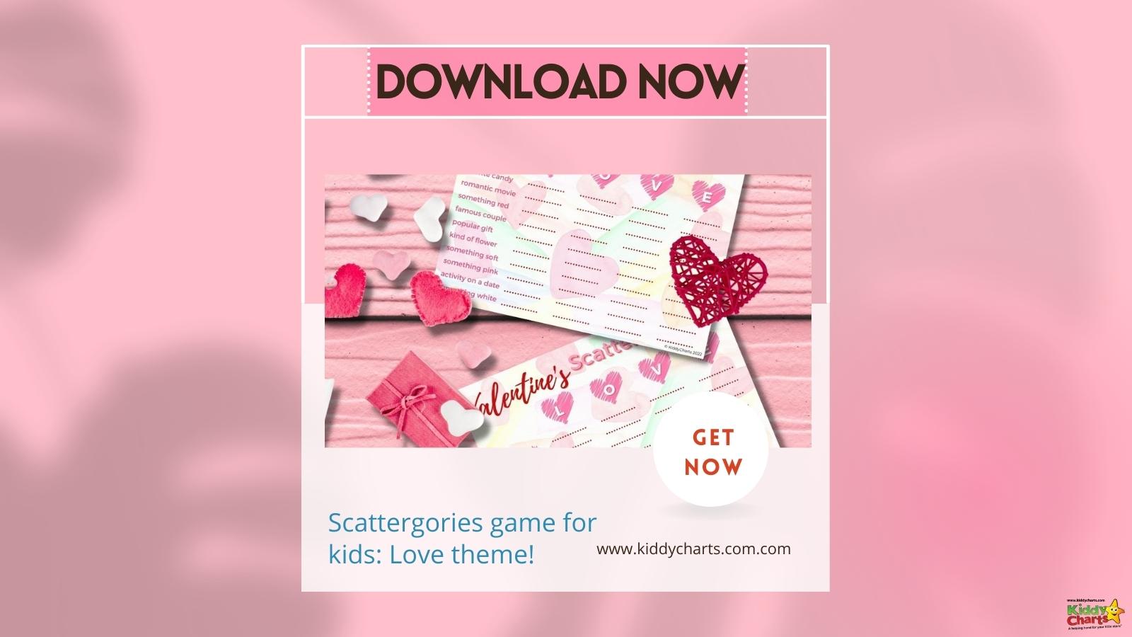 Scattergories for kids: Love or Valentines Day ideas