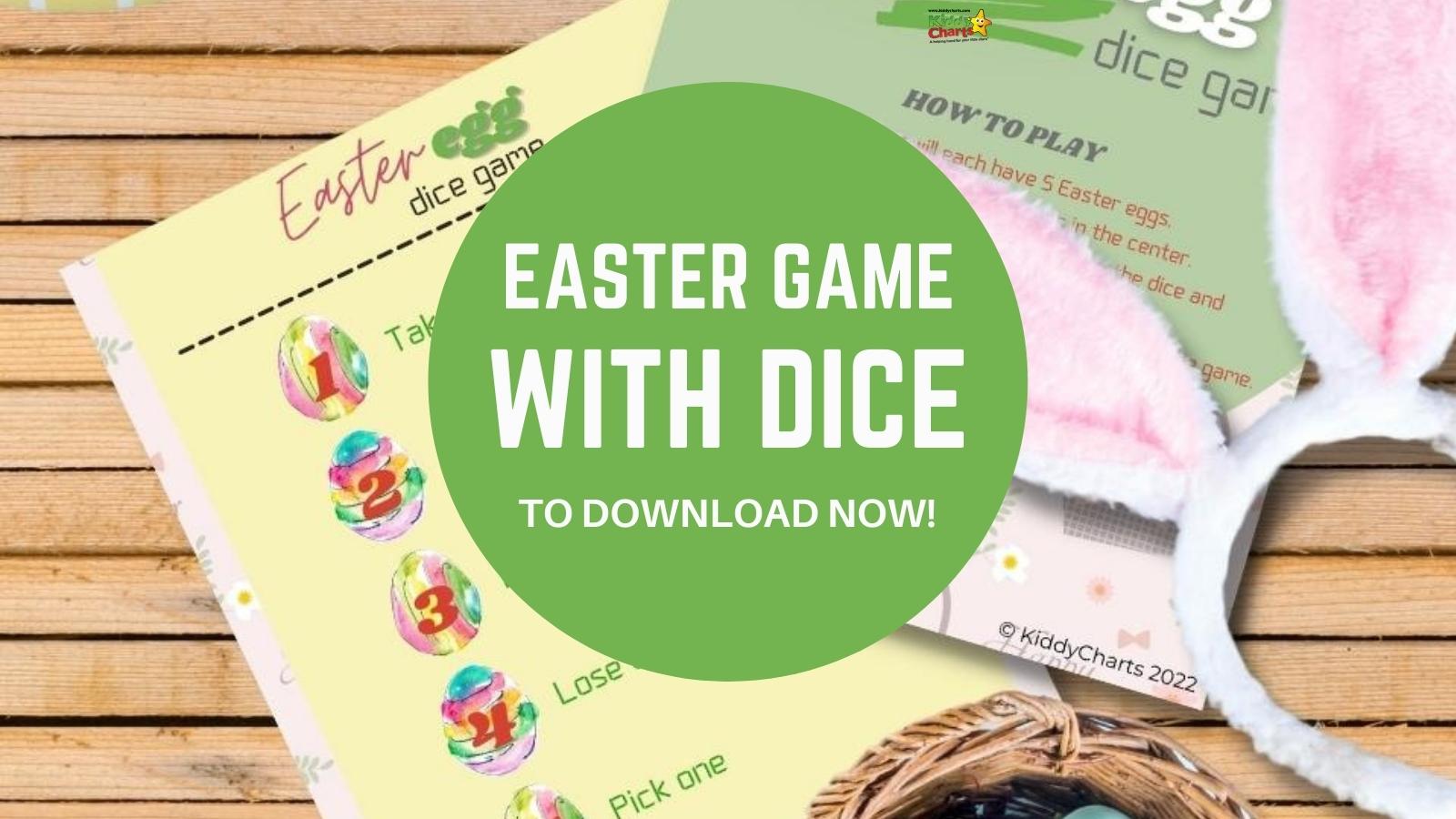 Free Easter games: Easter Egg printables dice game for kids