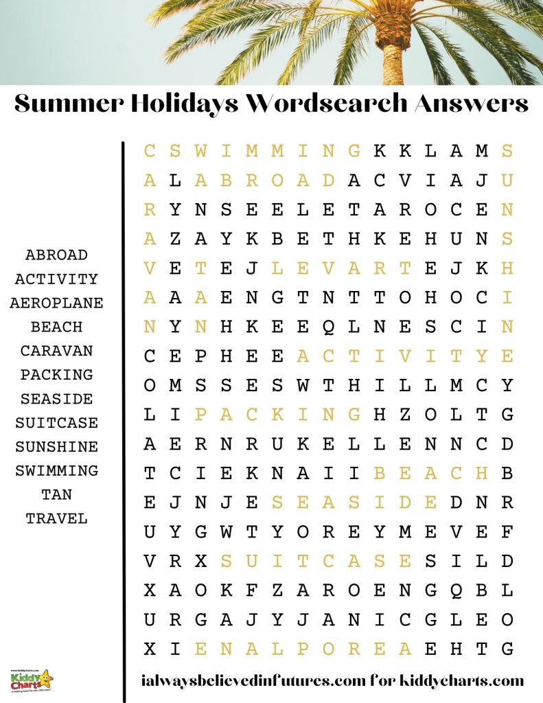 Summer Holidays Word Search Printable 31daysofactivities