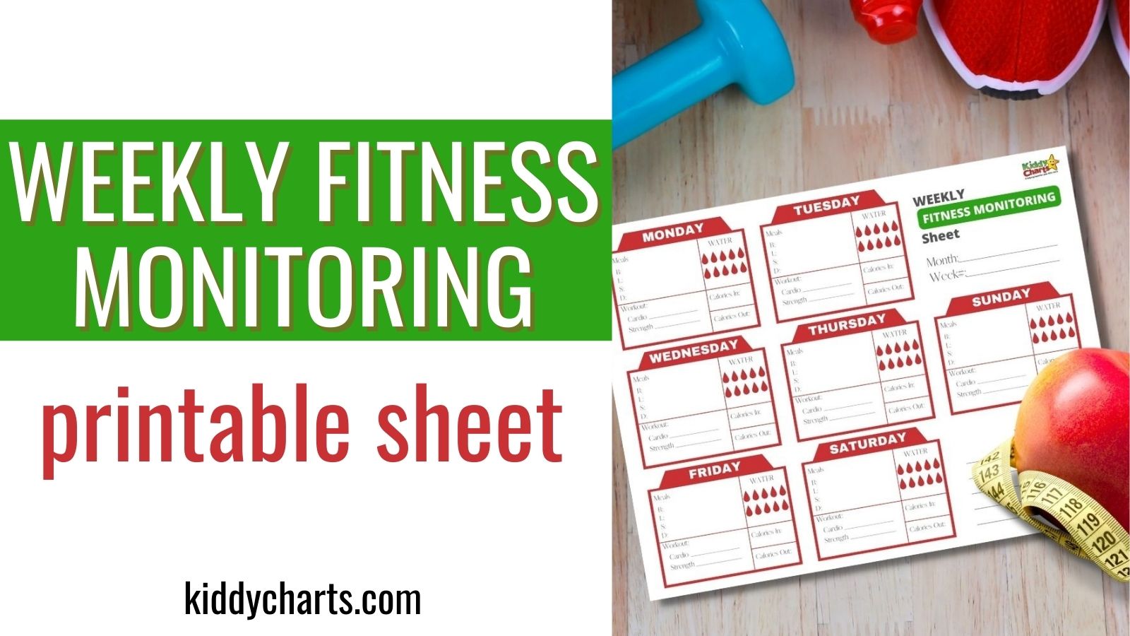 Weekly fitness log and monitoring printable