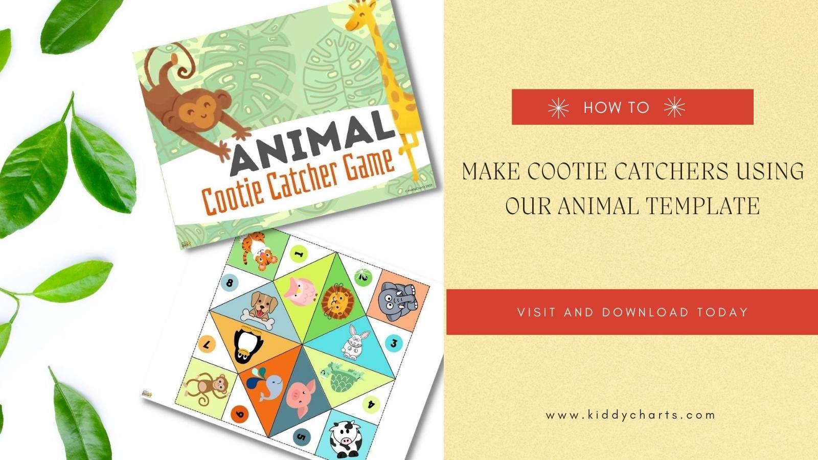 How to make cootie catchers: Animal template