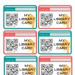 The image is showing three library cards with instructions to scan them.