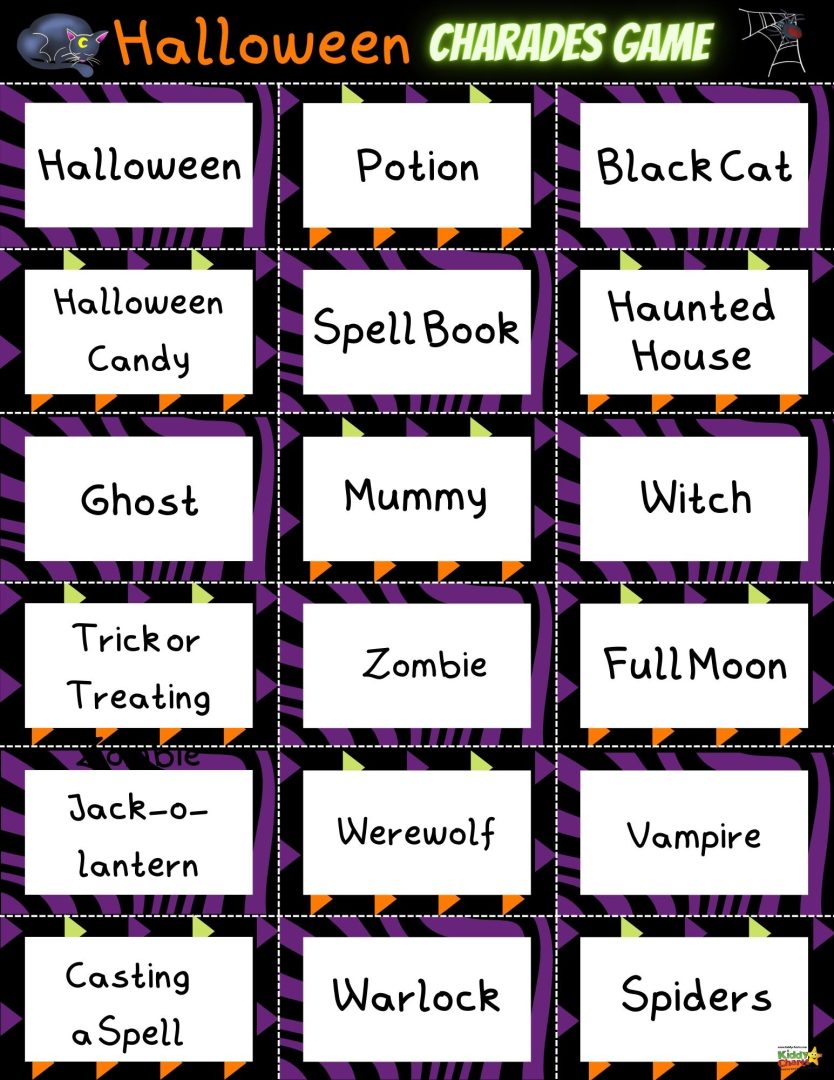 Halloween charades free printable game