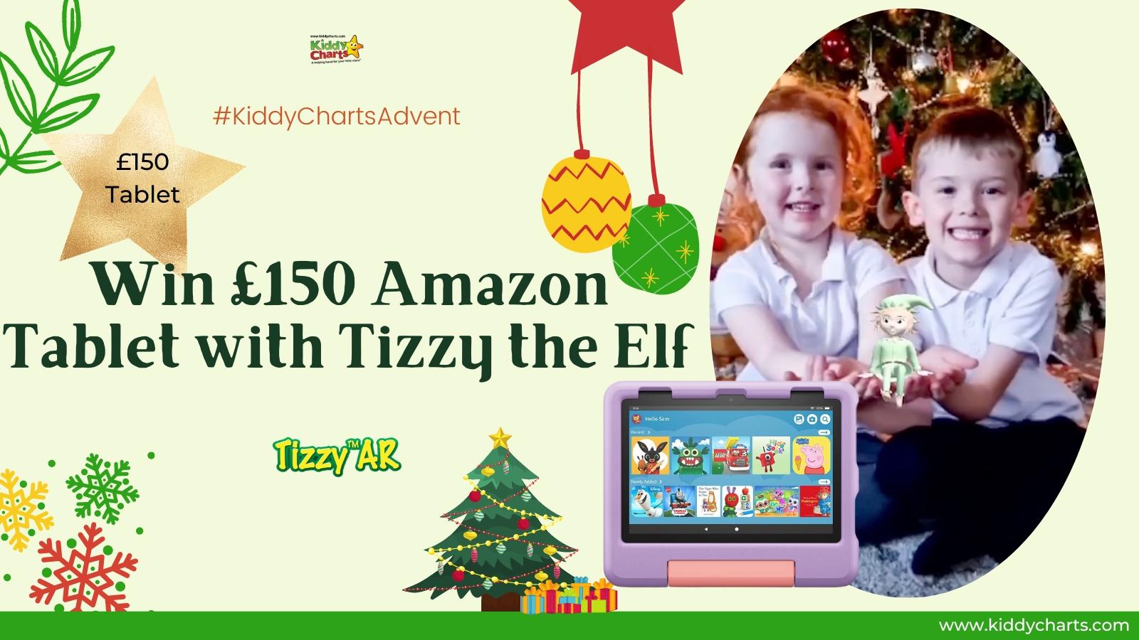 Win £150 Amazon Fire HD 8 Kids tablet with Tizzy the Elf: Plus get the app half price! #KiddyChartsAdvent