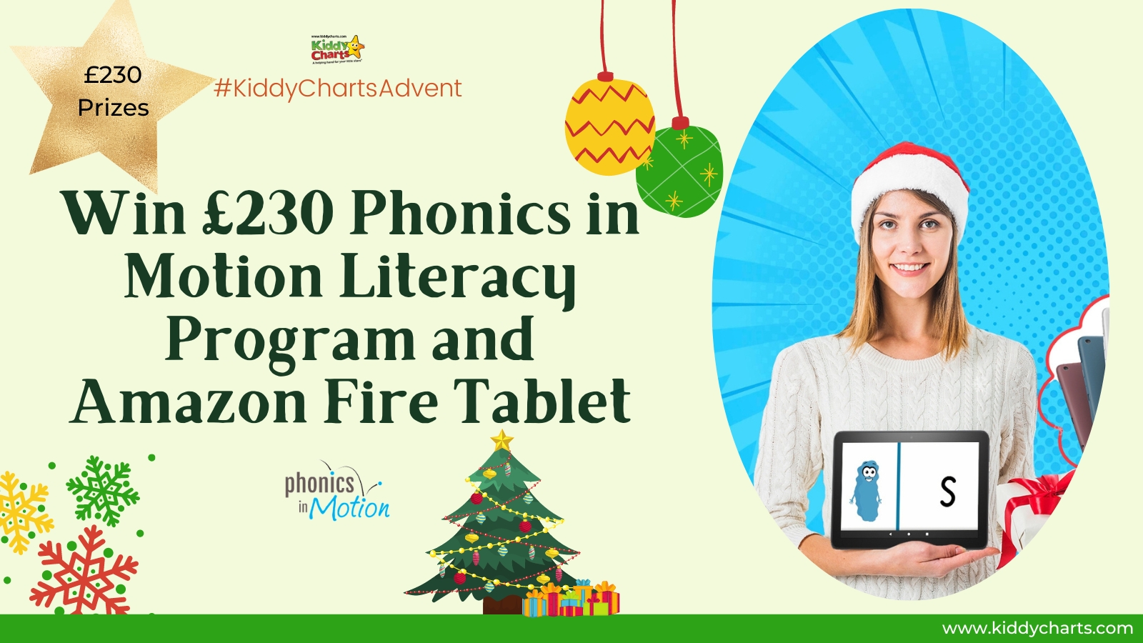 Win £230 Amazon Fire tablet and complete Phonics in Motion program bundle #KiddyChartsAdvent