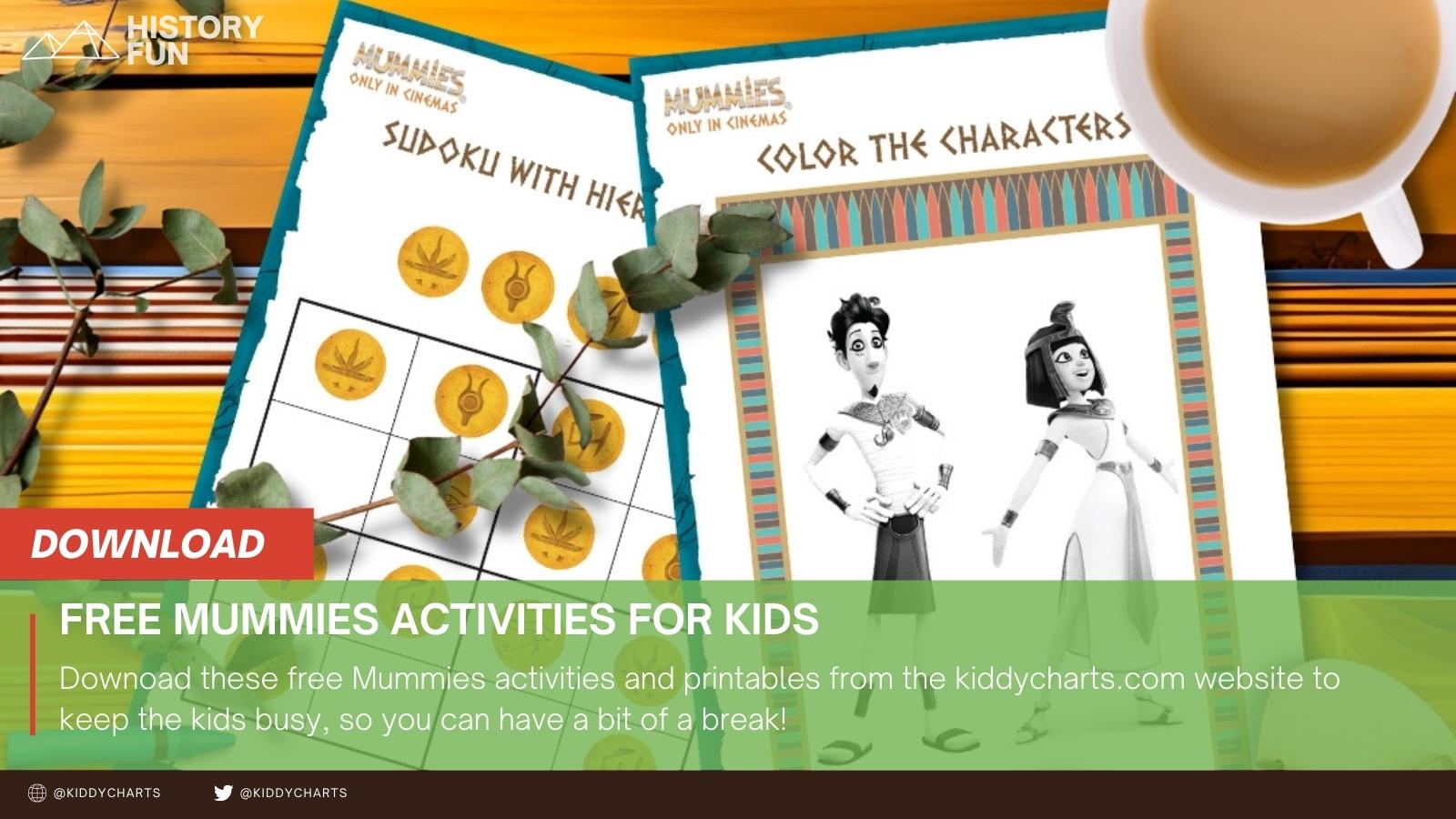 Printable Mummies activities for kids for the movie and beyond