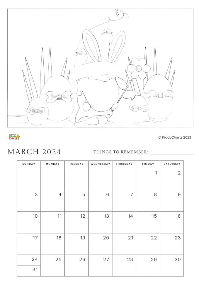 2024 coloring calendar to print and download today