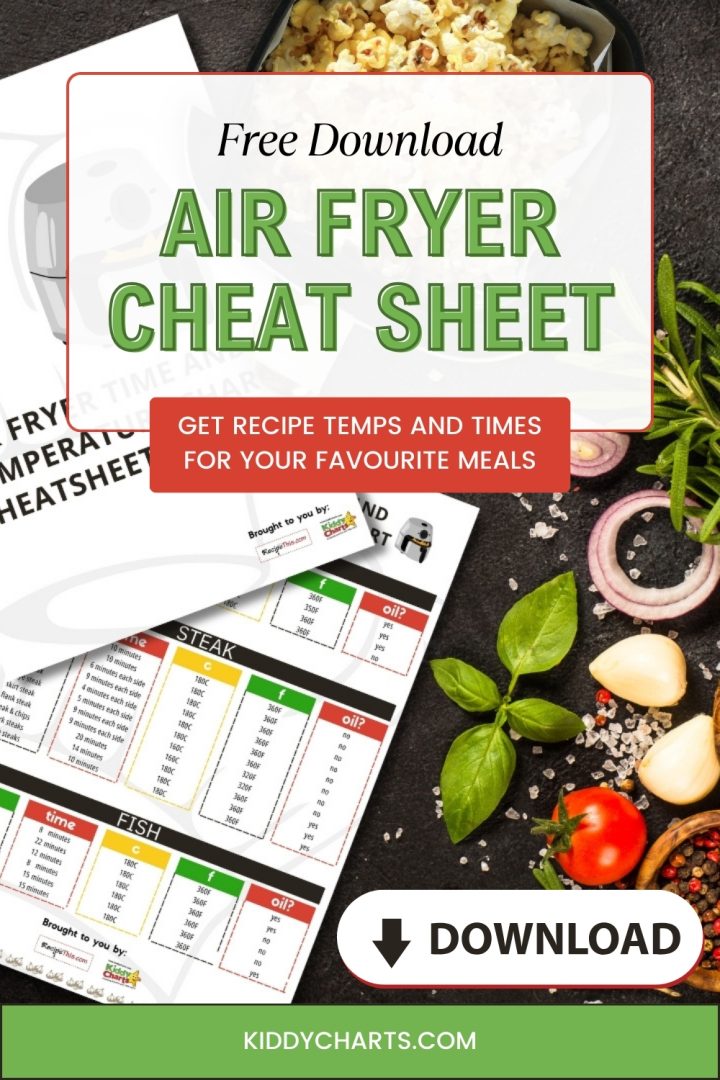 Free air fryer temperature and time chart cheatsheet