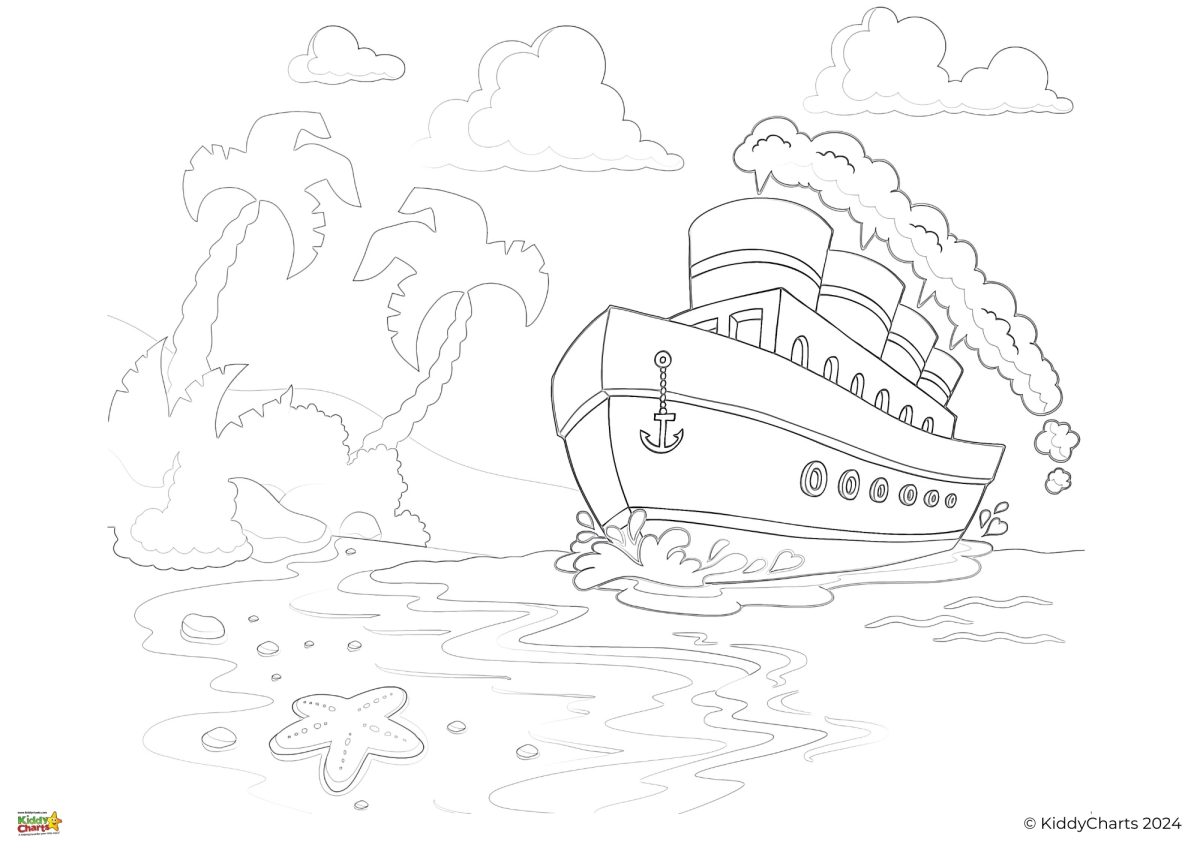 Free cruise ship coloring pages eBook for happy holiday fun