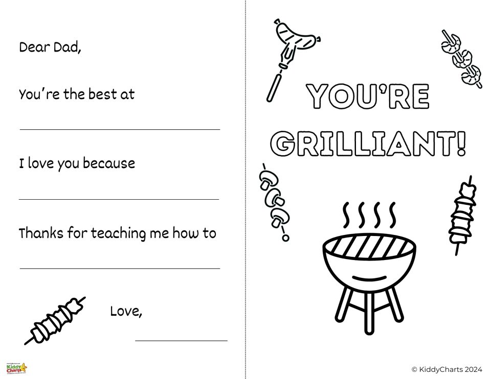 Free Happy Father's Day printable cards to color in