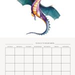 The image features a colorful dragon illustration above a blank weekly calendar with a section titled "THINGS TO REMEMBER:" at the top right.