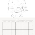 The image displays a black and white coloring page featuring a cartoon monster above a blank weekly calendar template labeled "Things to Remember."