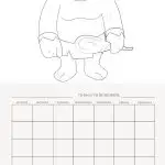 The image displays a black and white coloring page featuring a cartoon monster above a blank weekly calendar template labeled "Things to Remember."