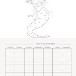 This image shows a black and white outline of a mermaid for coloring, above a blank weekly calendar layout with sections for notes and days.