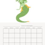 This image features a stylized cartoon mermaid above a blank weekly calendar with space for notes titled "Things to Remember."