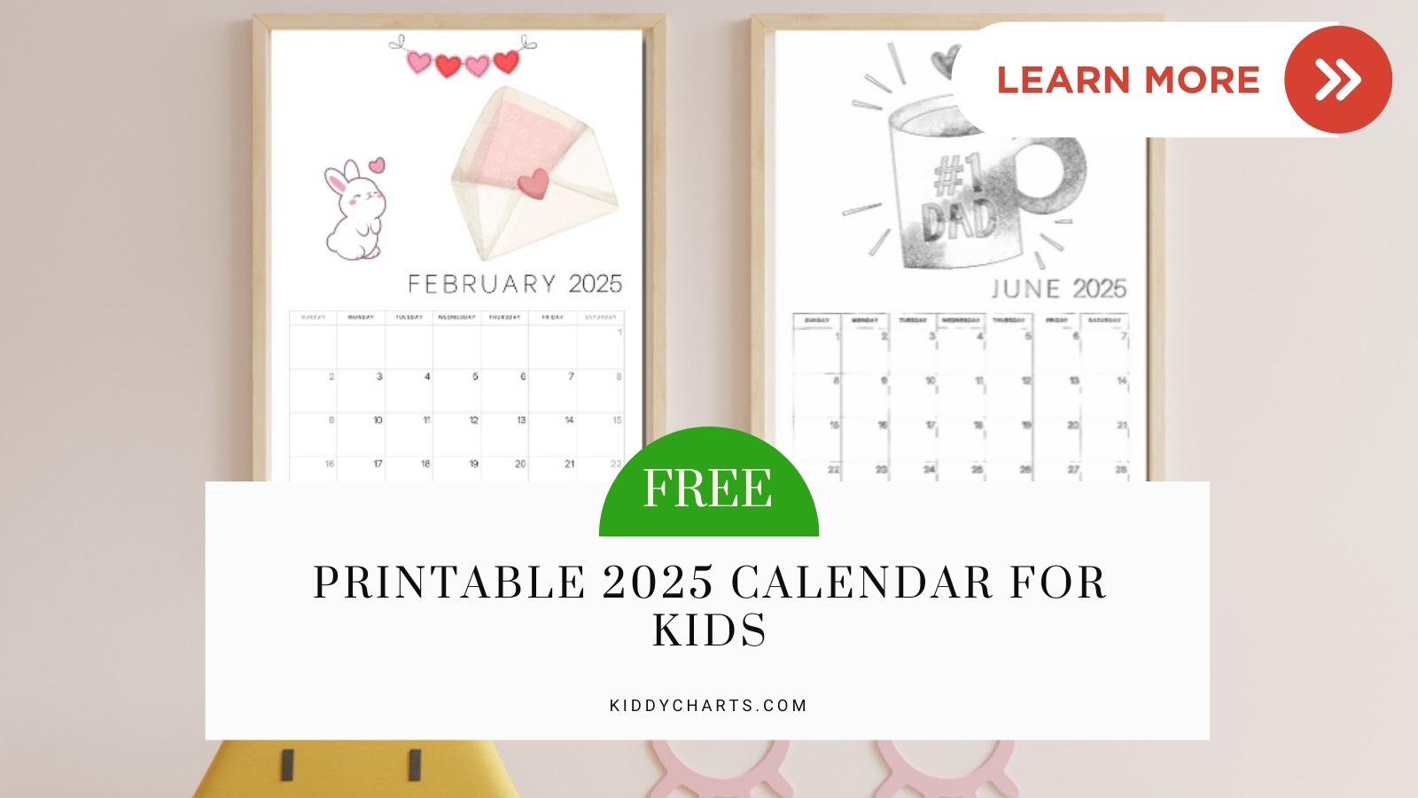 Free printable calendar 2025: Includes coloring option for kids